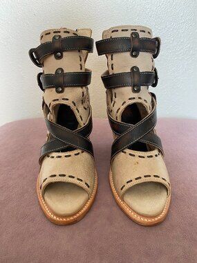 Freebird Revenant Strappy Boot in Beige and Brown - Size 8